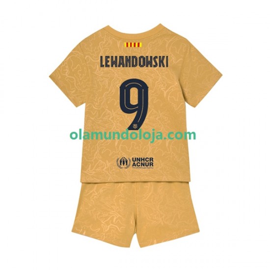 Camisola FC Barcelona Lewandowski 9 Criança Equipamento Segundo 2022-2023 Manga Curta